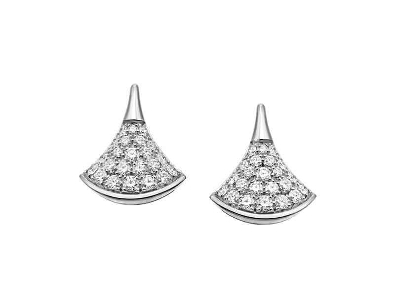 Серьги Bvlgari, белое золото, бриллианты