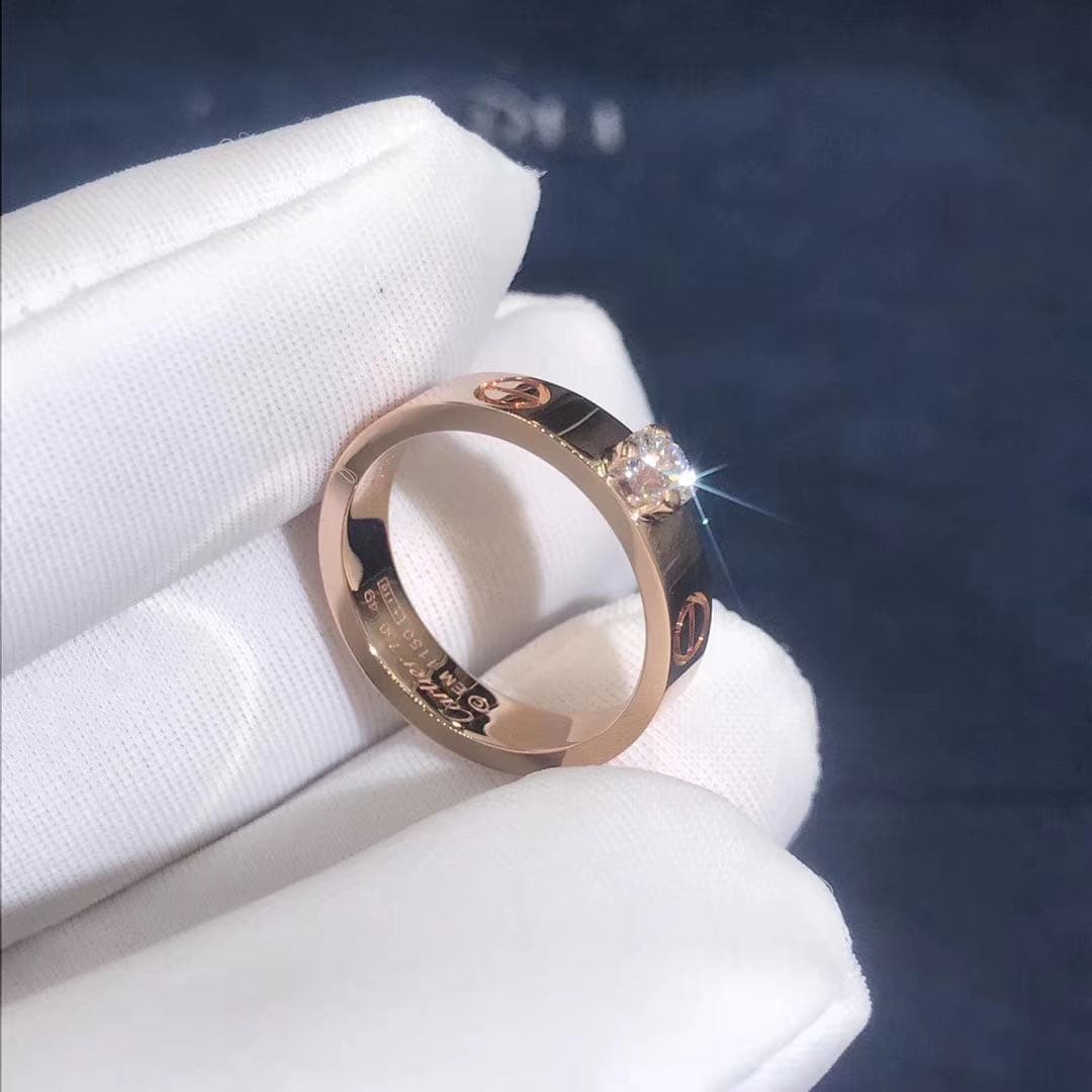 Кольцо для помолвки Cartier Love 1 бриллиант, розовое золото 3