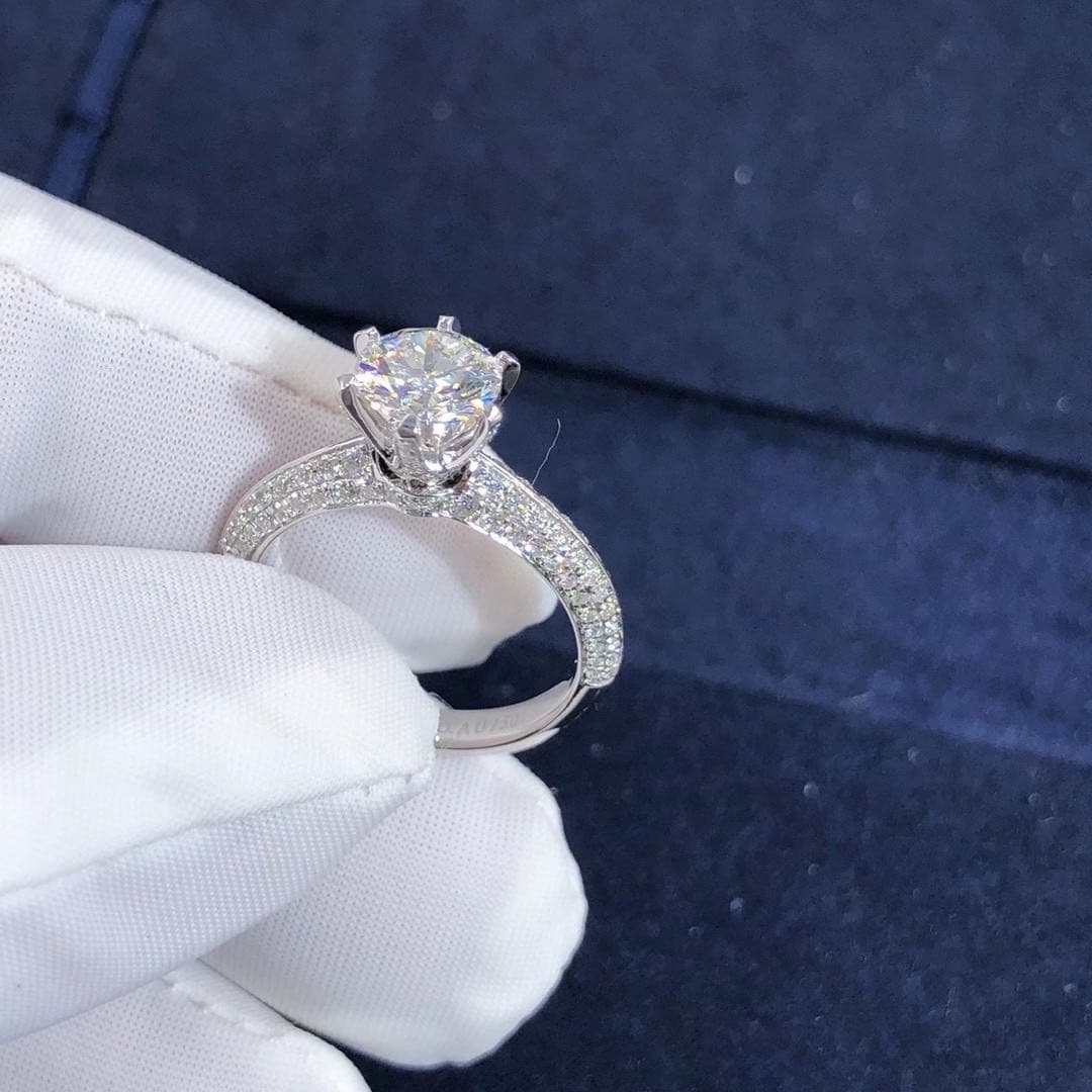 Кольцо для помолвки Tiffany бриллианты, белое золото 1