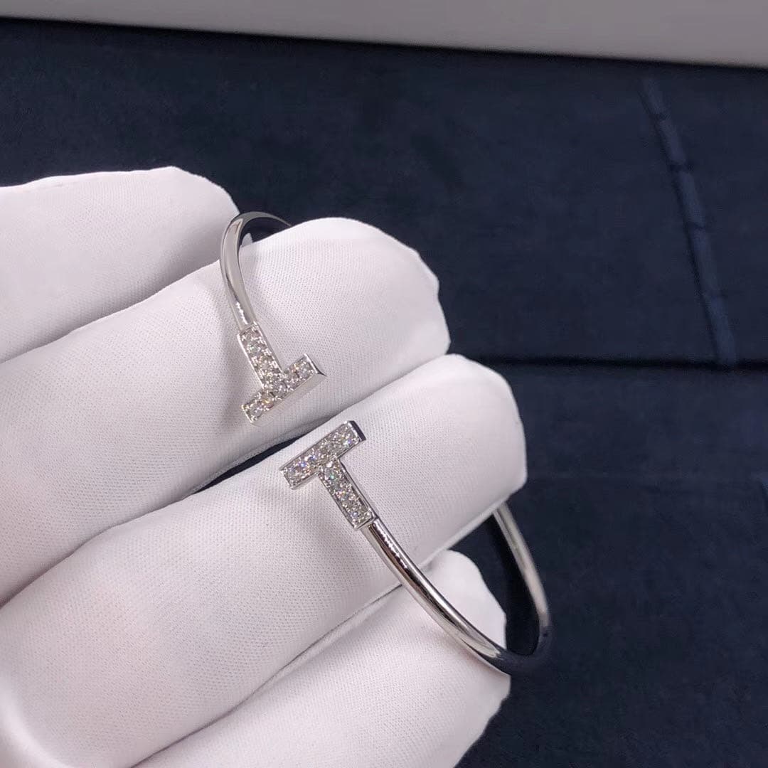 Браслет Tiffany T Wire бриллианты, белое золото 3