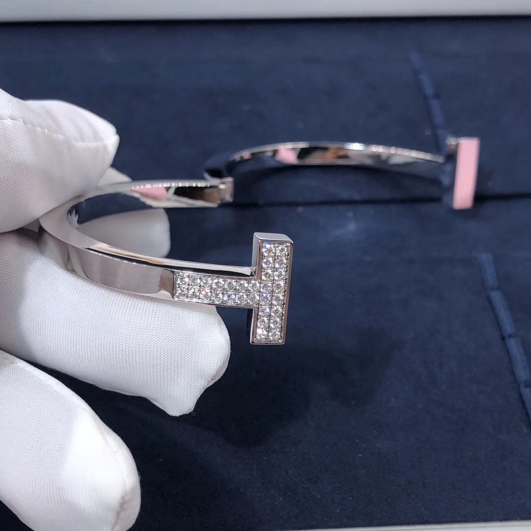 Браслет Tiffany T с бриллиантовым паве белое золото 8