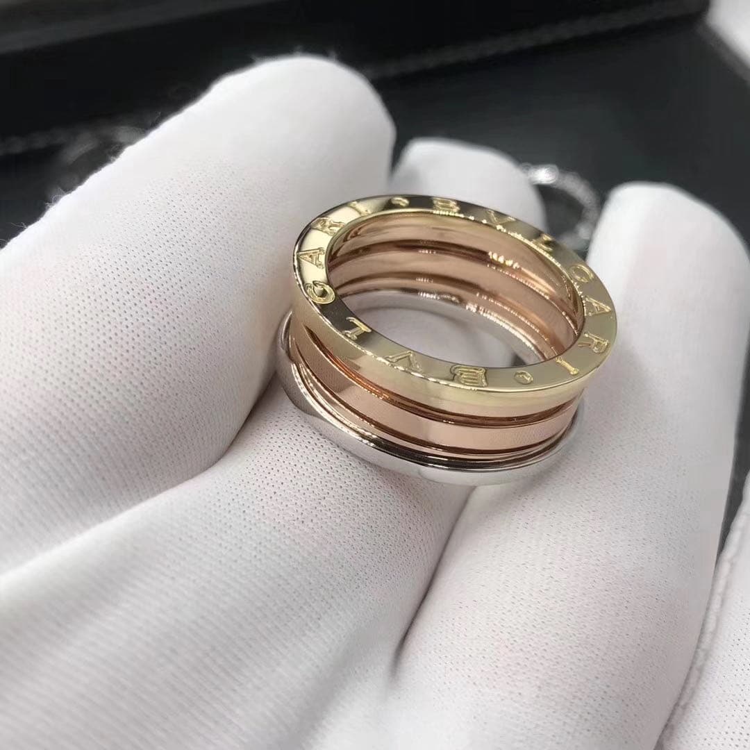 Кольцо Bulgari B.zero1 розовое, белое, желтое золото 5