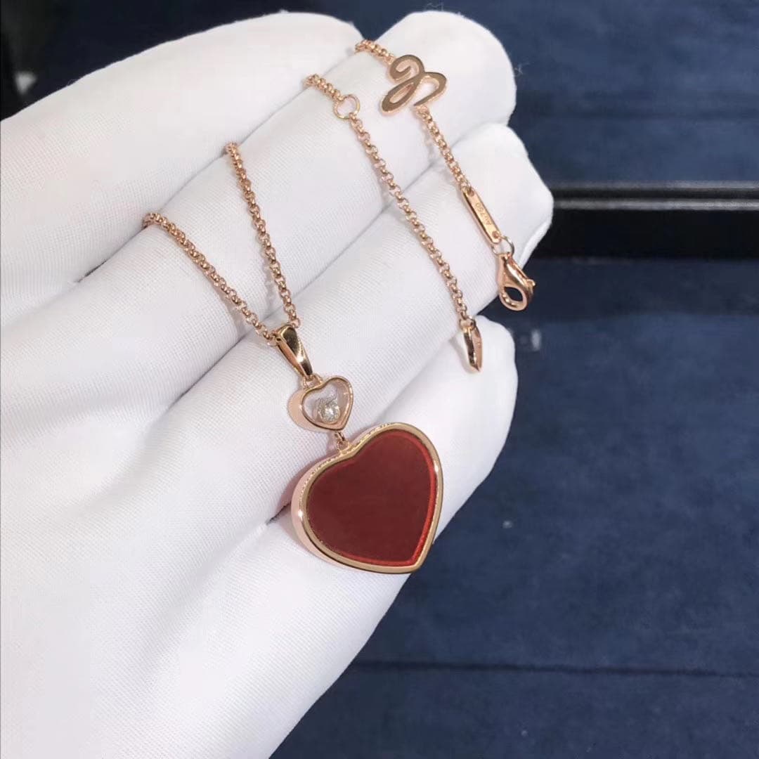 Подвеска Chopard Happy Diamonds Happy Heart розовое золото, сердолик, бриллиант 3