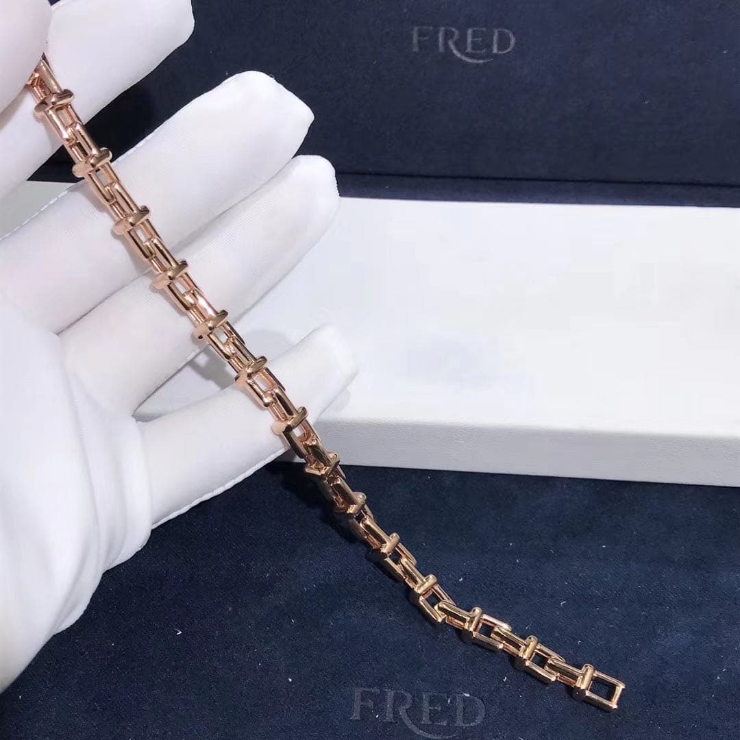 Браслет Tiffany с Т-образной цепочкой розовое золото 2
