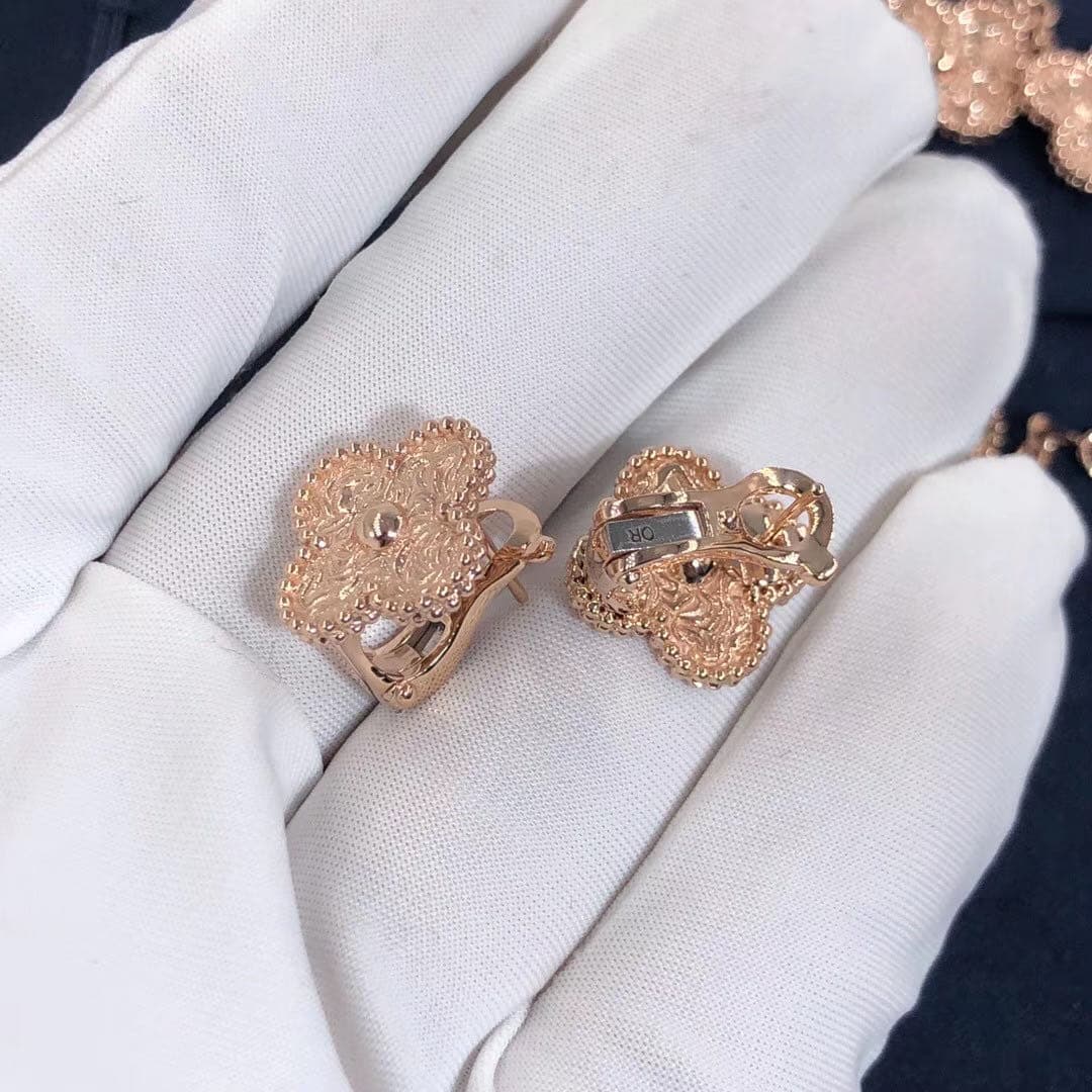 Винтажные серьги VAN CLEEF & ARPELS Alhambra розовое золото 4