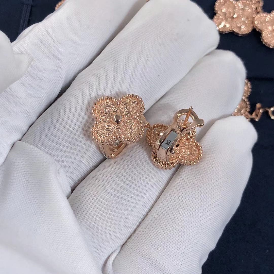 Винтажные серьги VAN CLEEF & ARPELS Alhambra розовое золото 3