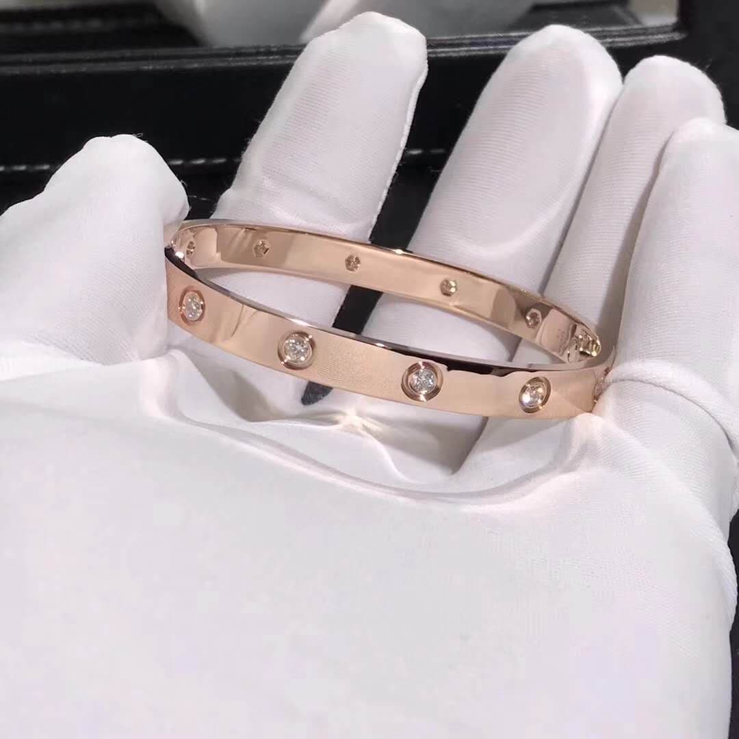 Браслет Cartier Love 10 бриллиантов, розовое золото 1