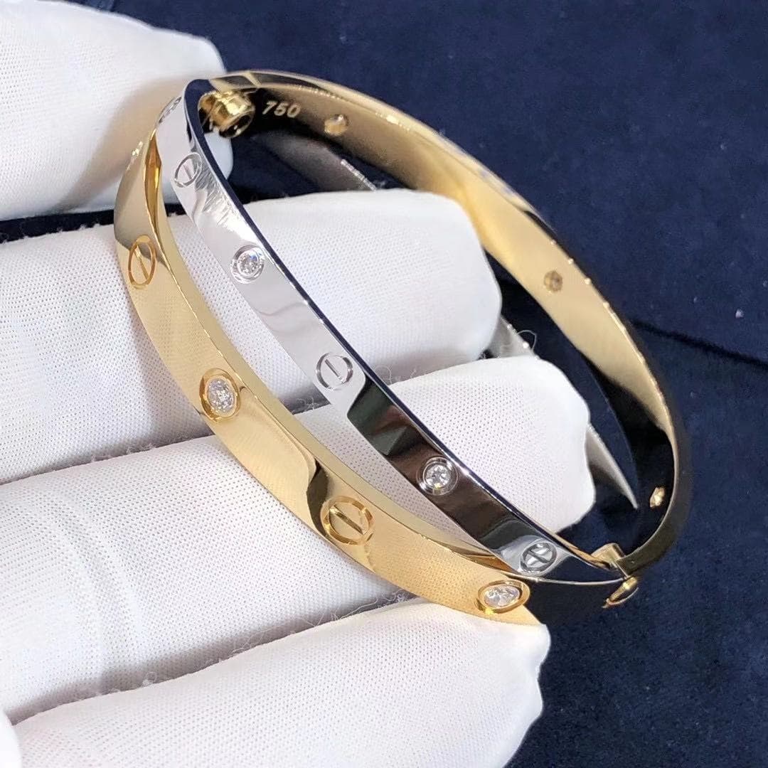 Браслет Cartier Love 12 бриллиантов, желтое, белое золото 1