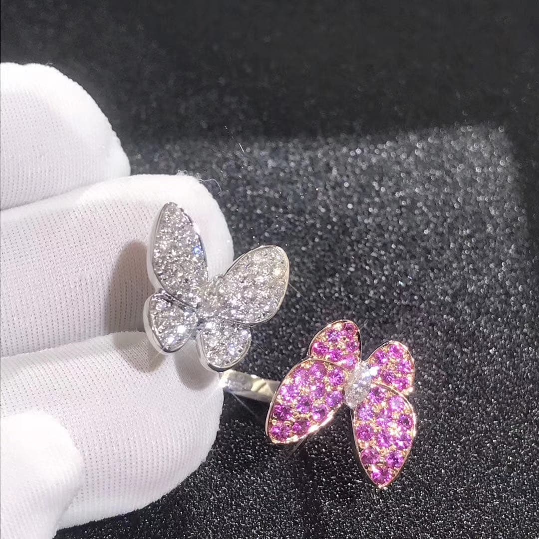 Кольцо Van Cleef & Arpels Two Butterfly Between the Finger белое золото 3