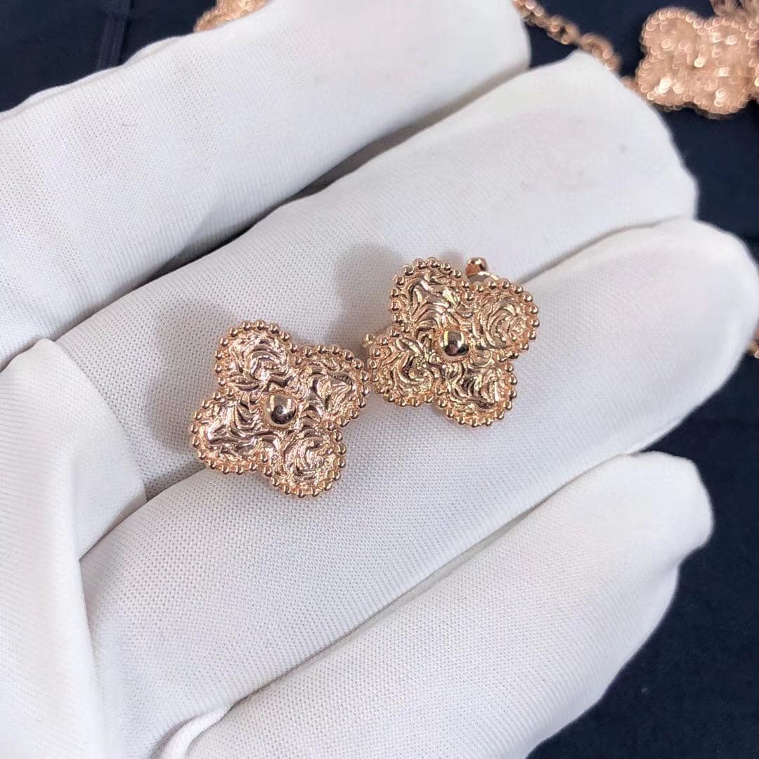 Винтажные серьги VAN CLEEF & ARPELS Alhambra розовое золото 6