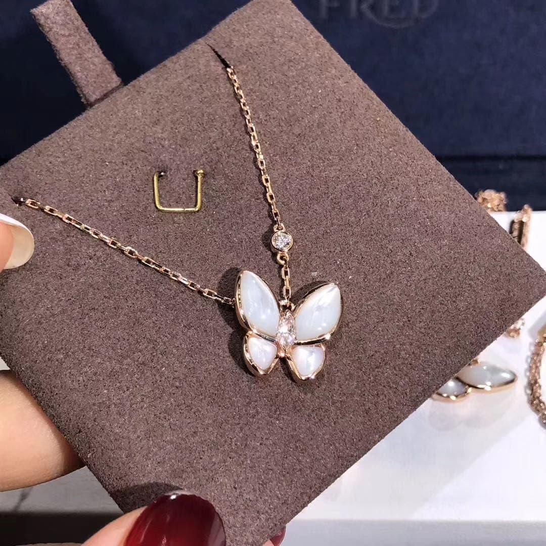 Подвеска Two Butterfly Van Cleef бриллианты, перламутр, розовое золото 4
