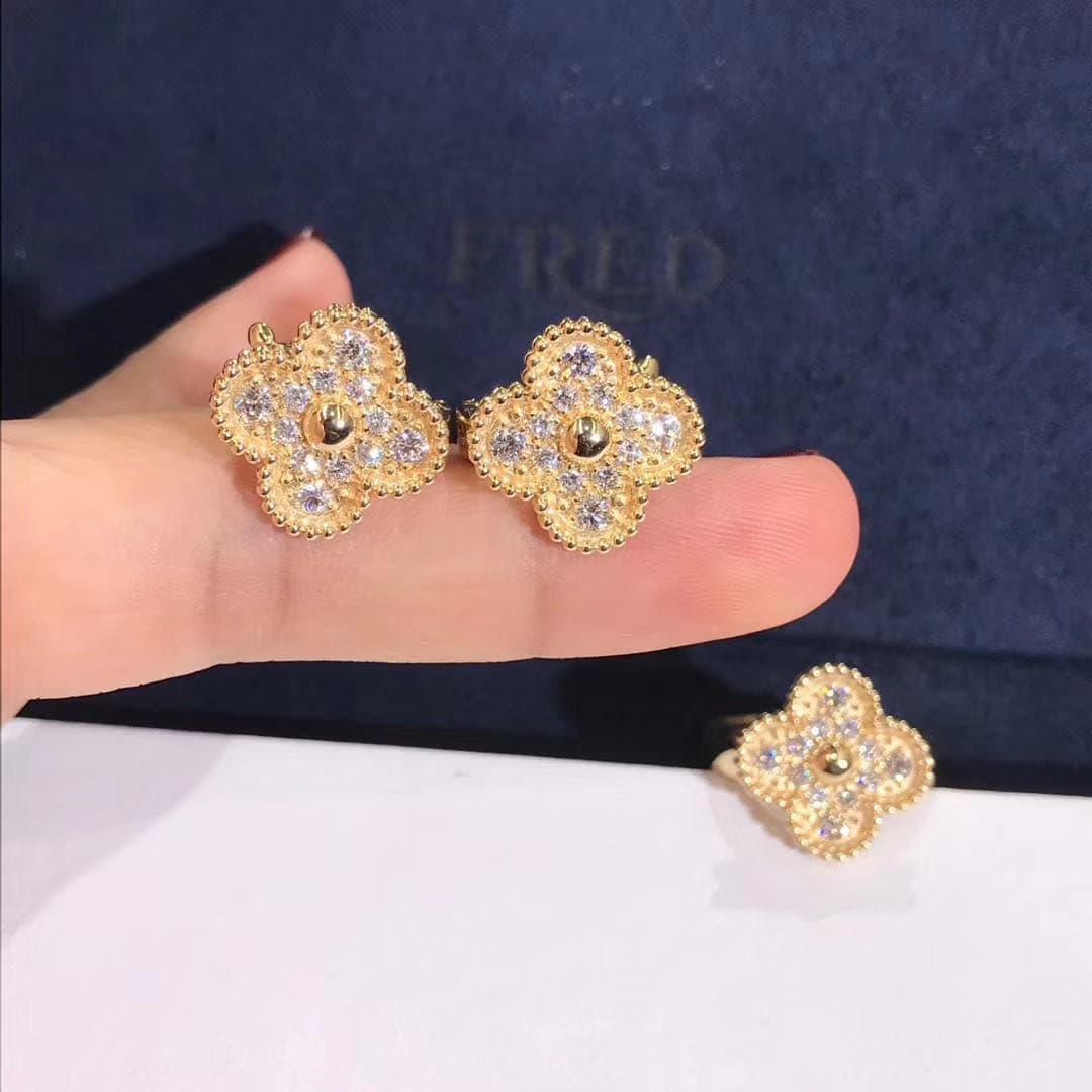 Кольцо VAN CLEEF & ARPELS Vintage Alhambra бриллианты, желтое золото 7