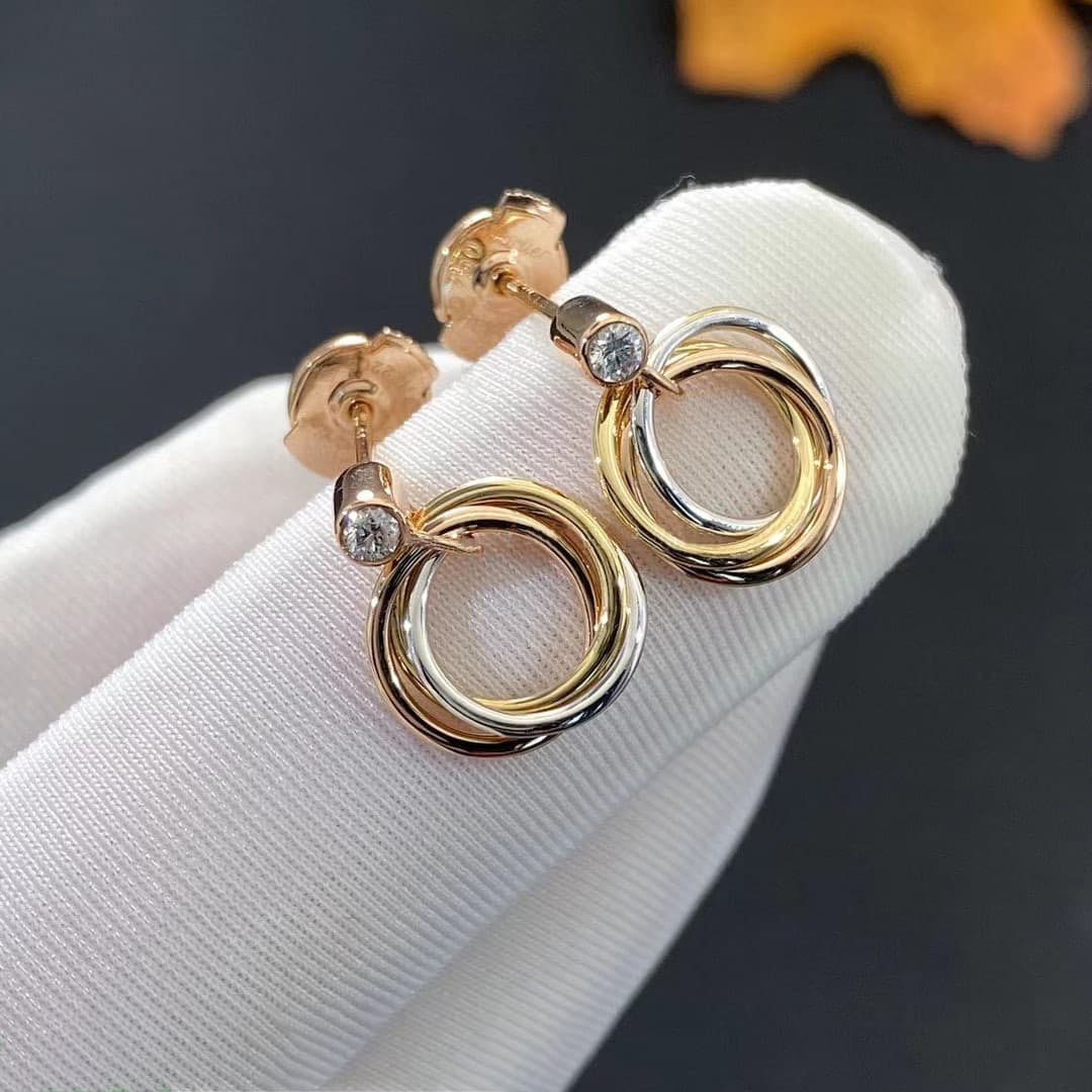 Серьги Cartier Trinity 0,05ct, золото 3