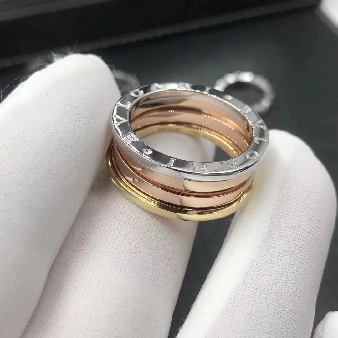 Кольцо Bulgari B.zero1 розовое, белое, желтое золото 3