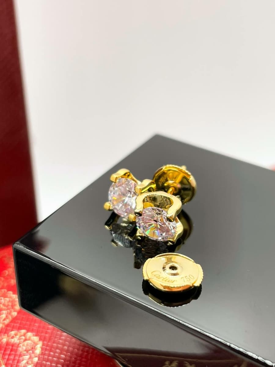 Золотые серьги-пусеты Cartier, золото, бриллианты 2