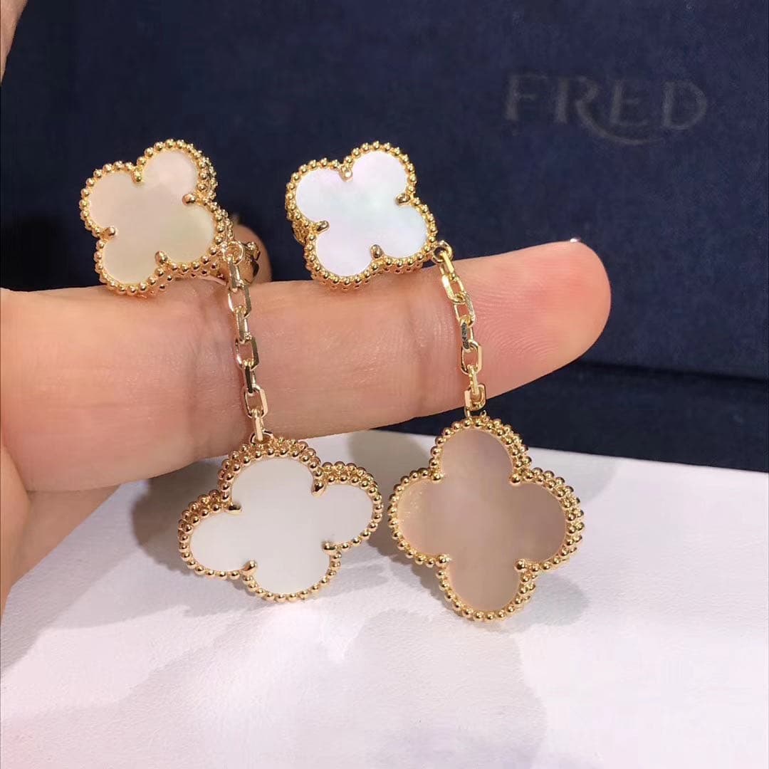 Серьги Van Cleef Alhambra желтое золото, перламутр 5