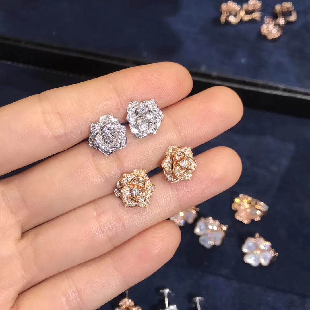 Серьги Piaget Rose бриллианты, белое, розовое золото