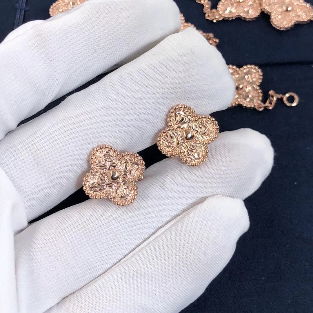 Винтажные серьги VAN CLEEF & ARPELS Alhambra розовое золото 7