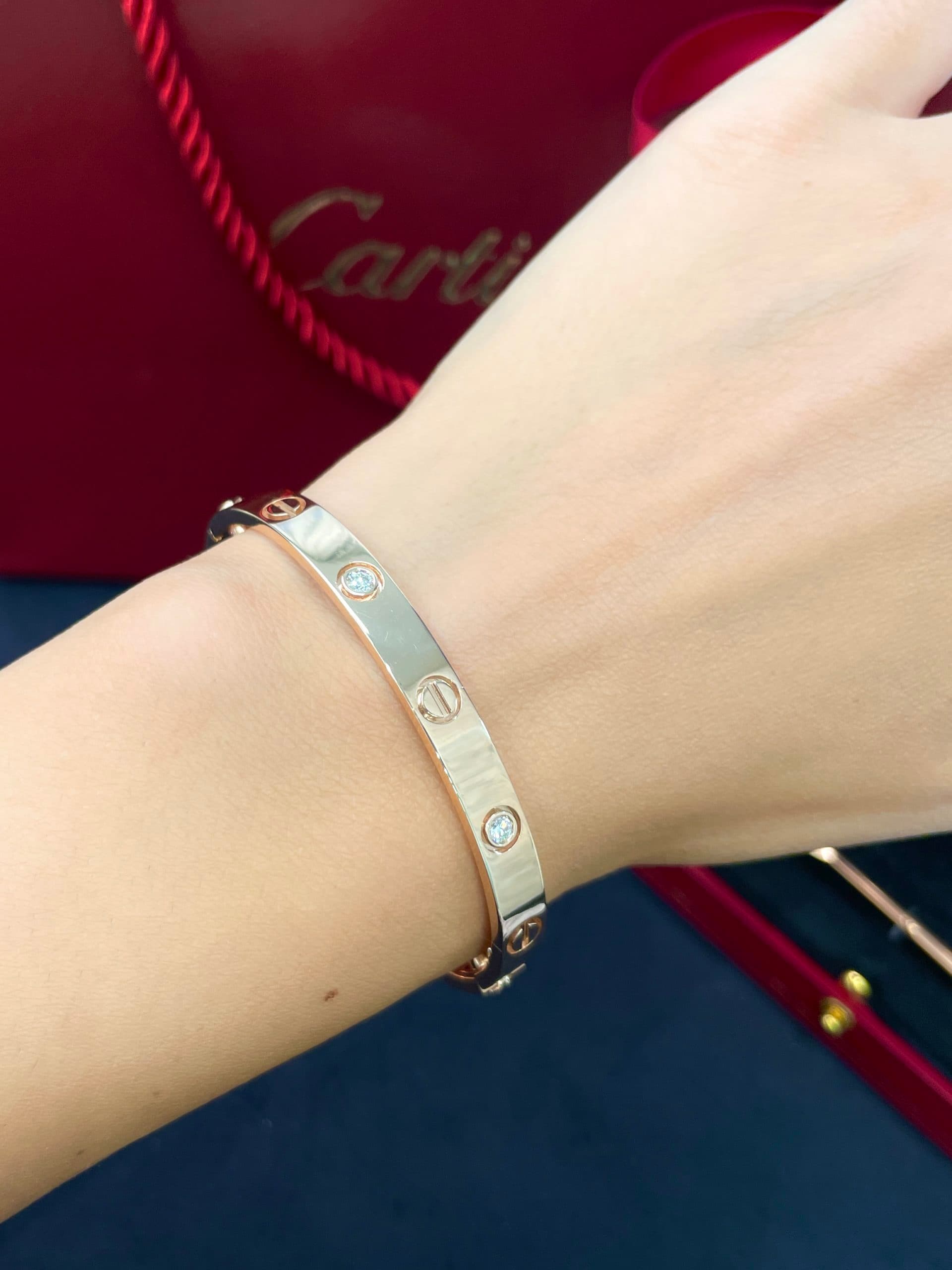Браслет Cartier Love розовое золото, 4 бриллианта 3