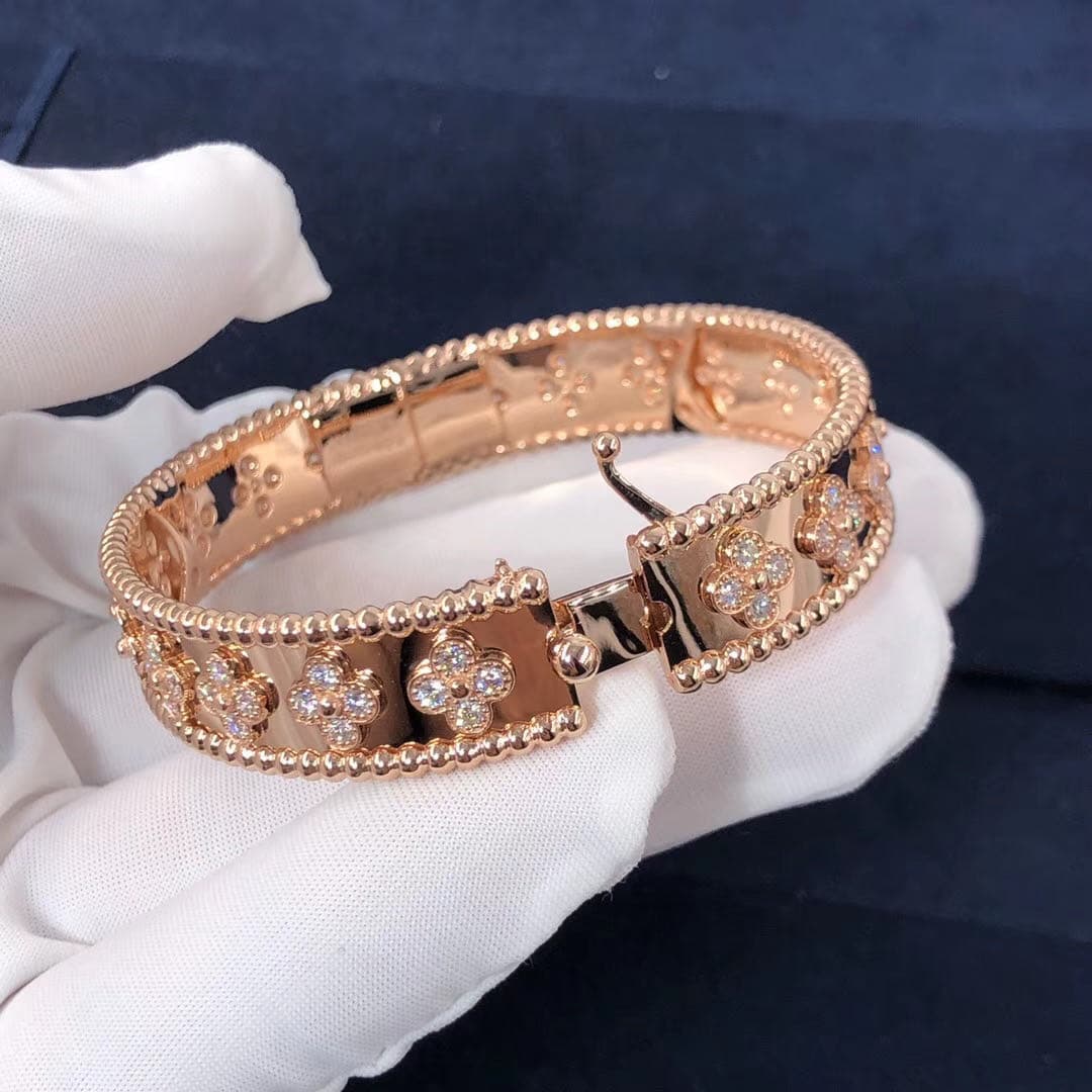 Браслет Van Cleef & Arpels Perlée Clover Diamond бриллианты, розовое золото 3