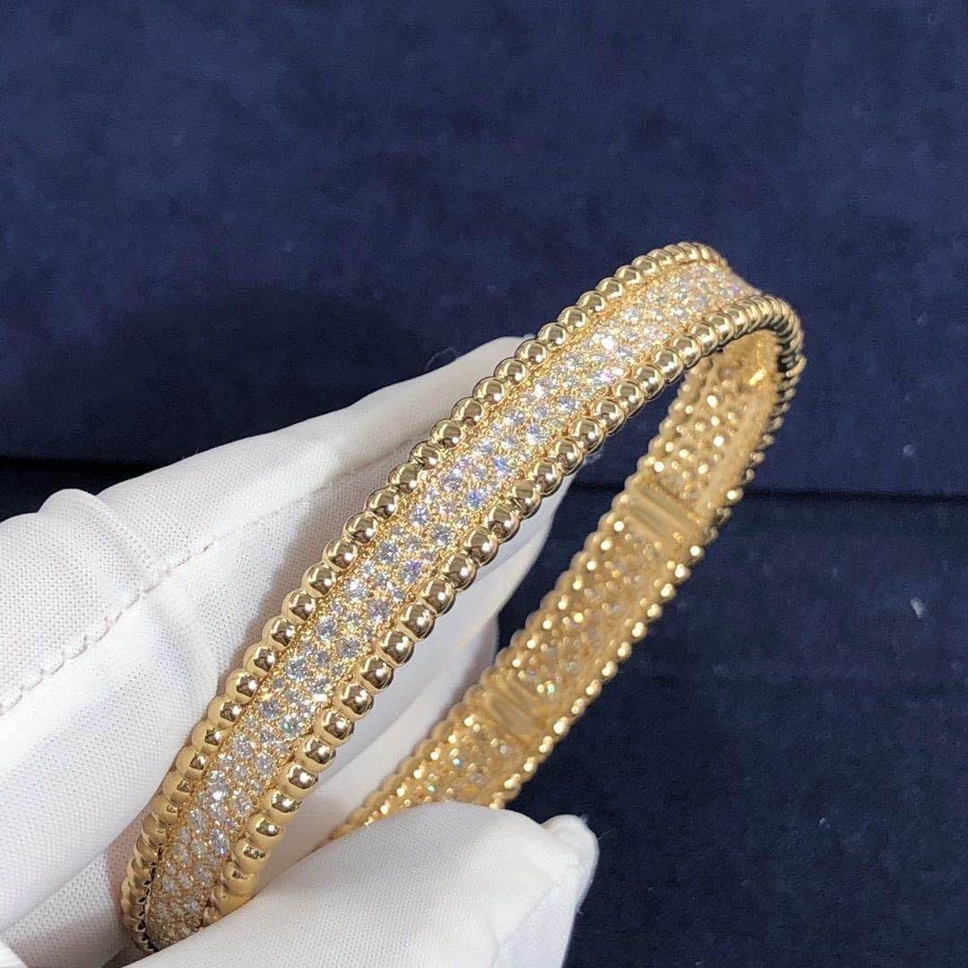 Браслет Van Cleef & Arpels Perlée с 3 рядами бриллиантов желтое золото 5