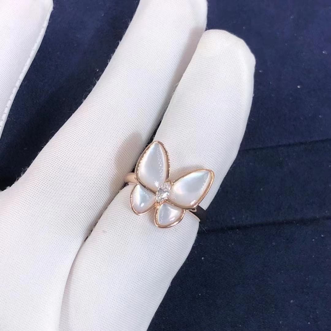 Кольцо Van Cleef & Arpels розовое золото, бриллианты, перламутр 8