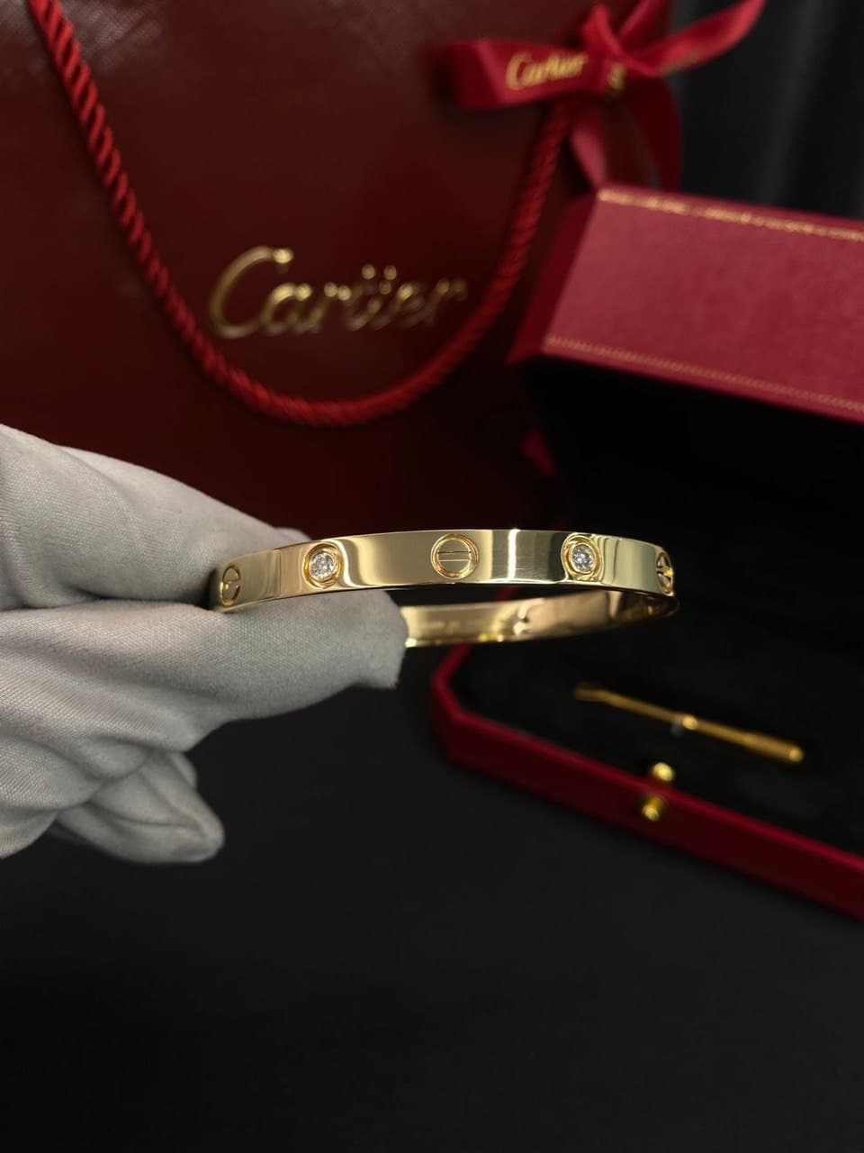 Браслет Cartier Love желтое золото, 4 бриллианта 1