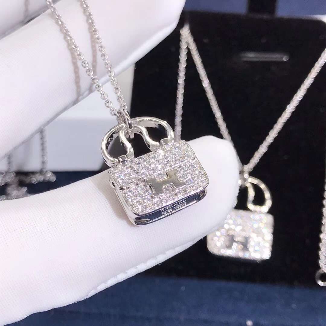 Подвеска Hermes Bag белое золото