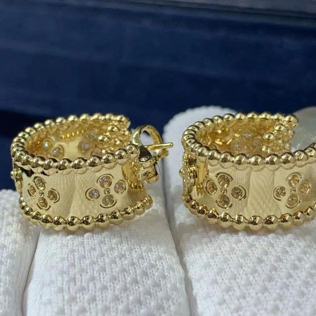Золотые серьги-кольца (конго) Van Cleef, бриллианты 0,615 ct