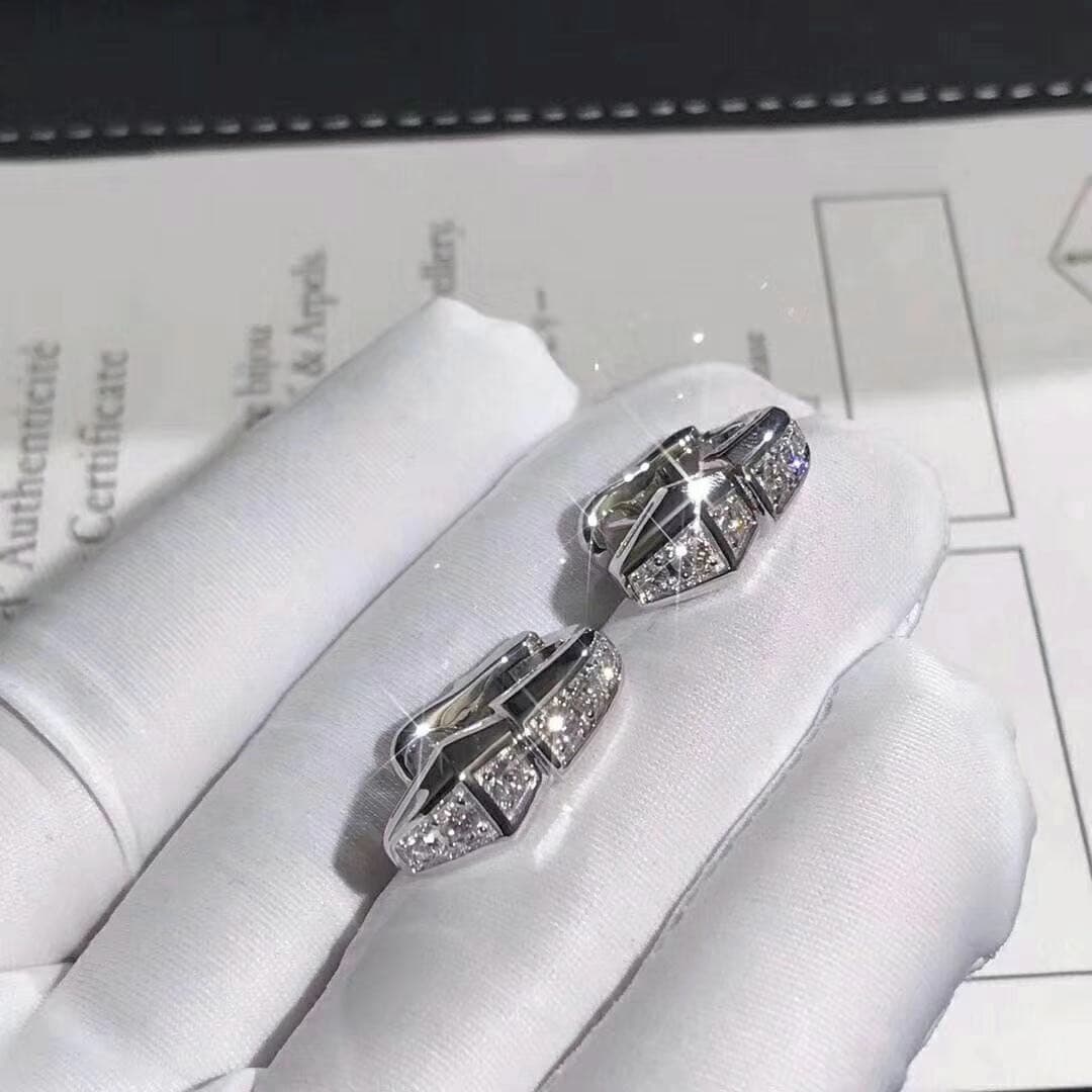 Серьги Bulgari Serpenti бриллианты, белое золото 3