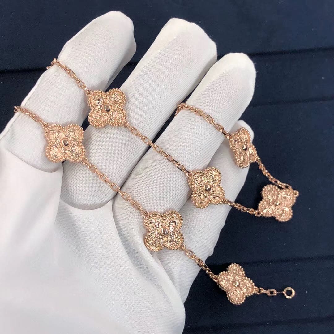 Колье Van Cleef & Arpels Vintage Alhambra 10 мотивов желтое золото 8