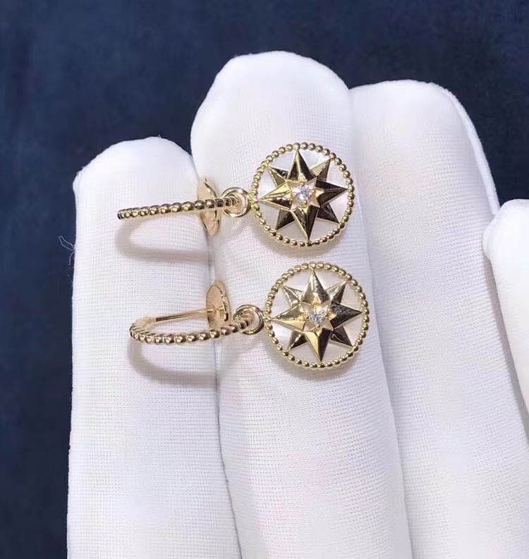 Серьги Dior Rose Des Vents перламутр, желтое золото, бриллианты 4