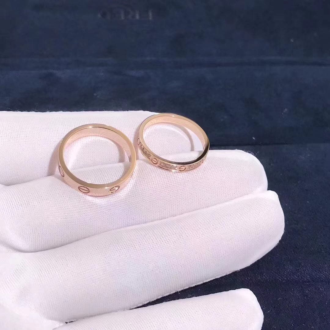 Кольцо Cartier Love маленькая модель розовое золото, бриллианты 10