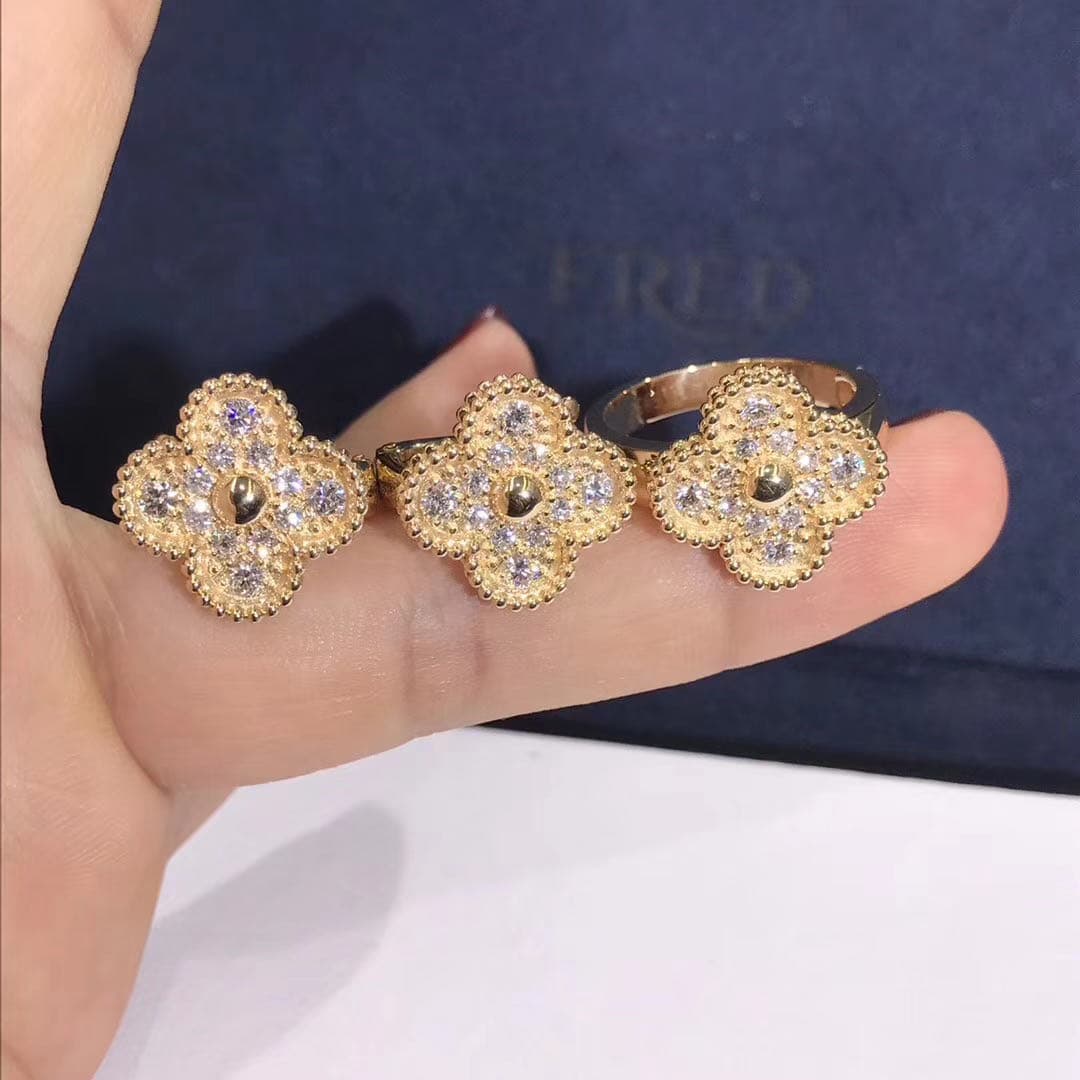Кольцо VAN CLEEF & ARPELS Vintage Alhambra бриллианты, желтое золото 6