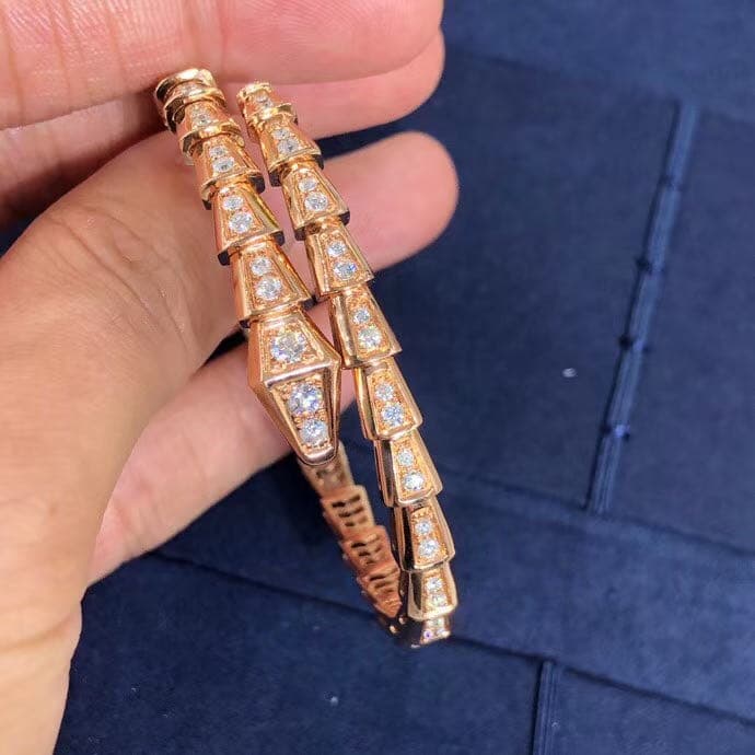 Браслет Bulgari Serpenti с бриллиантовым паве розовое золото 5