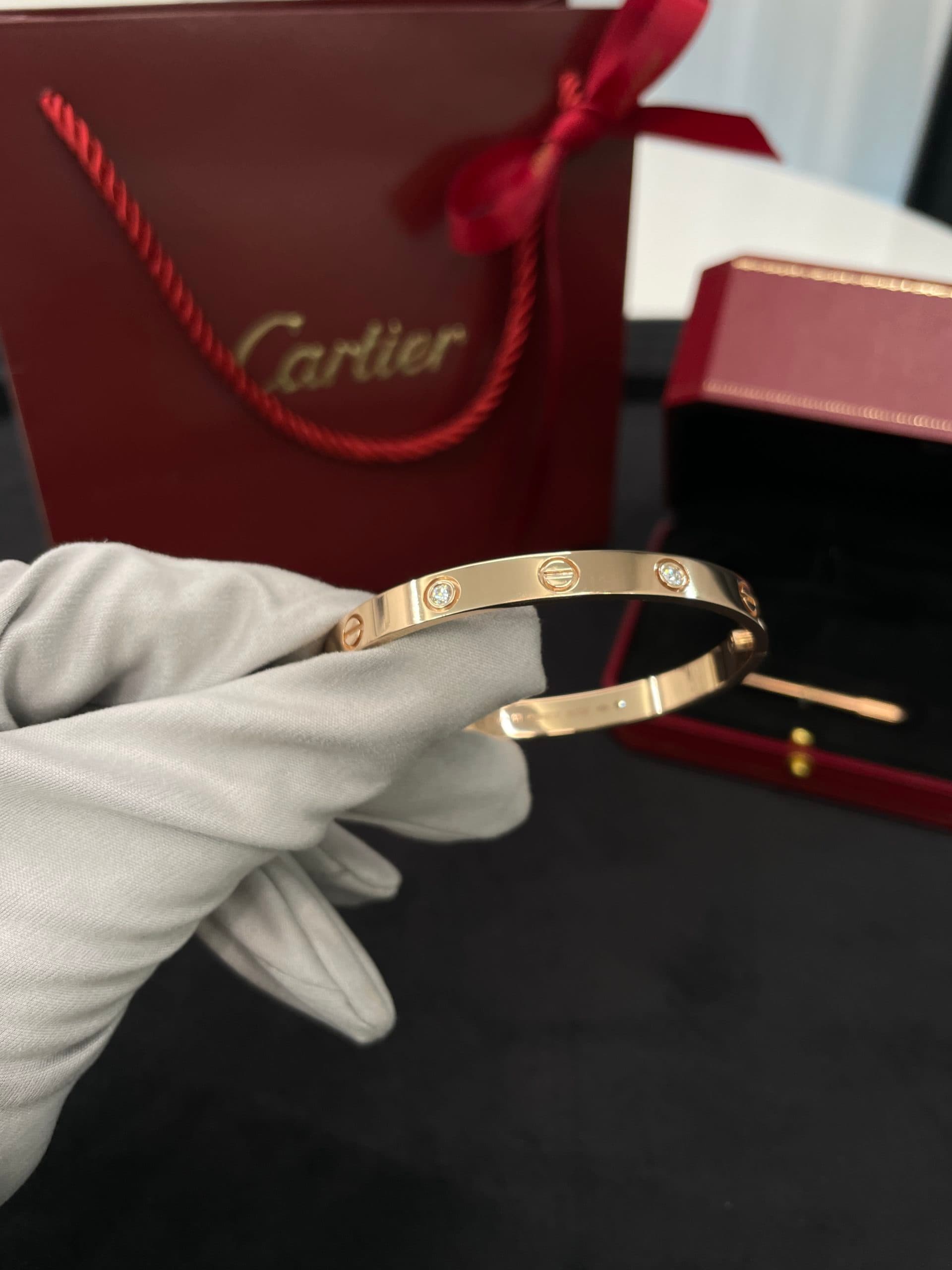 Браслет Cartier Love розовое золото, 4 бриллианта 6