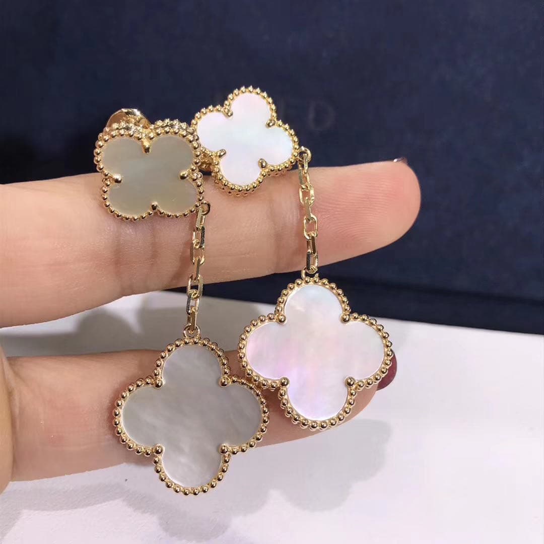 Серьги Van Cleef Alhambra желтое золото, перламутр 3