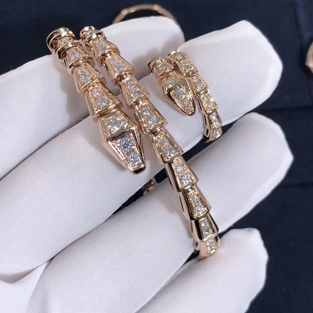 Браслет Bulgari Serpenti с бриллиантовым паве розовое золото 6