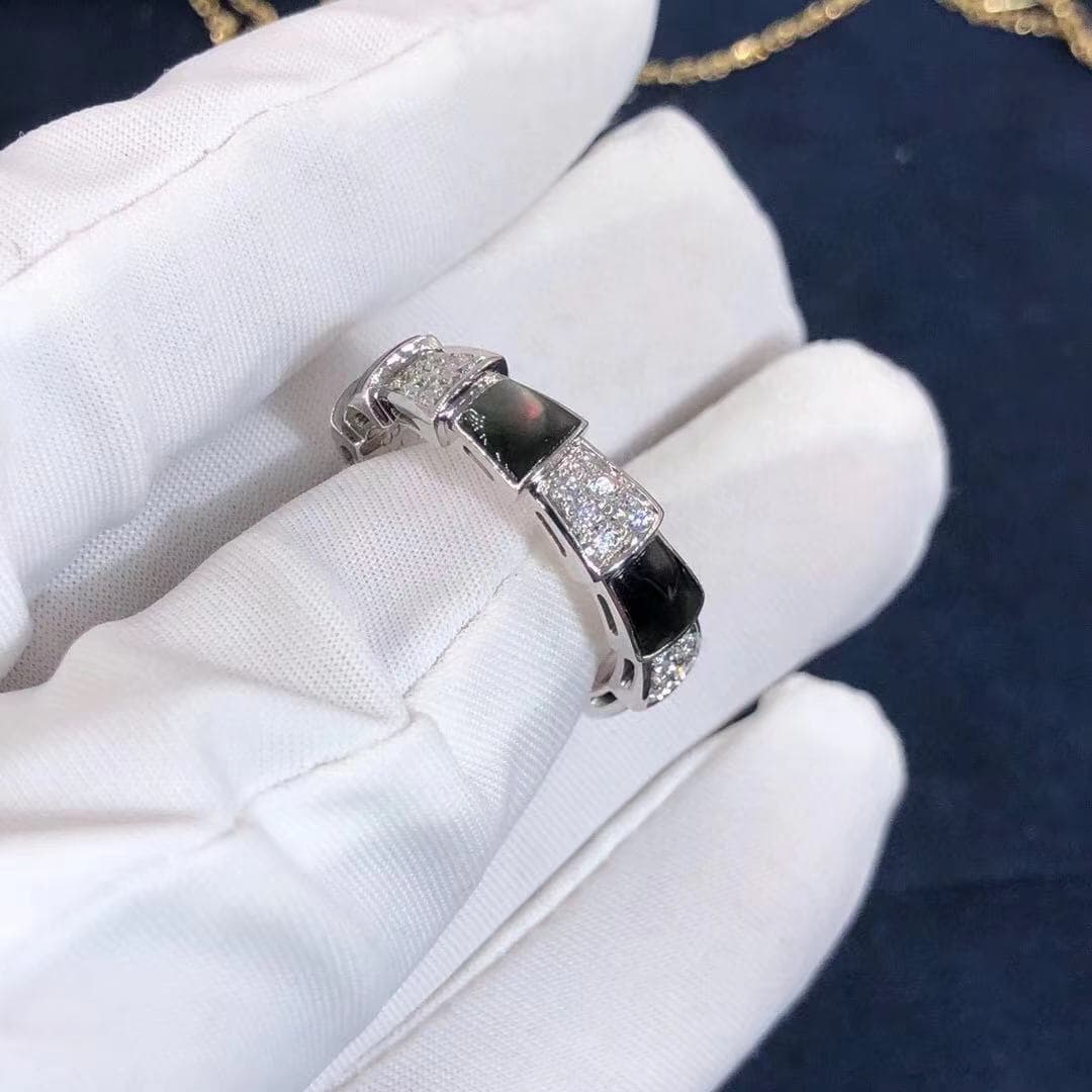 Кольцо Bulgari Serpenti белое золото, серый перламутр, бриллианты 5