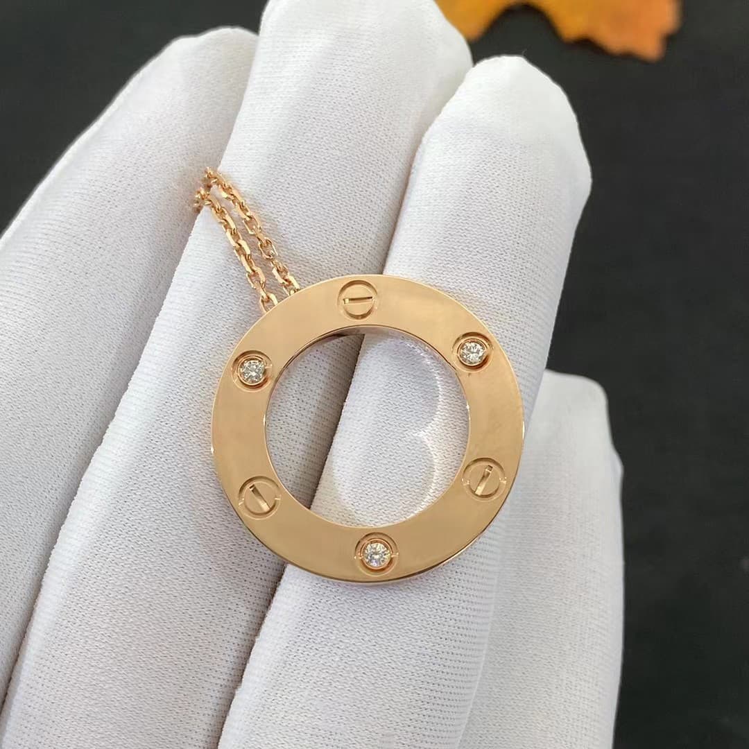 Золотое ожерелье Cartier Love, 3 бриллианта 1