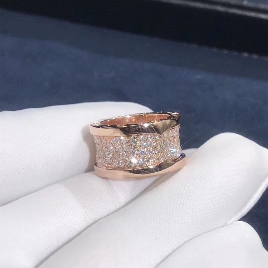 Кольцо Bulgari B.zero1 бриллианты, розовое золото 2