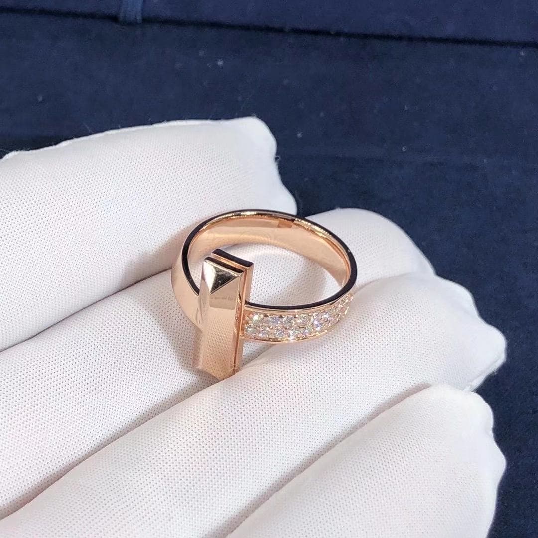 Кольцо Tiffany T1 розовое золото, бриллианты 3