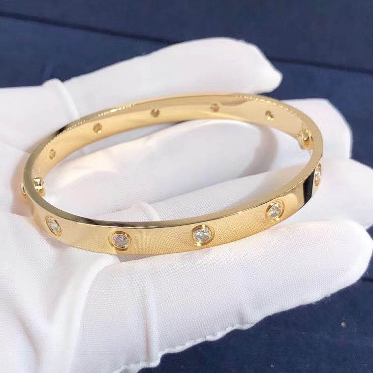 Браслет Cartier Love 10 бриллиантов, желтое золото 5