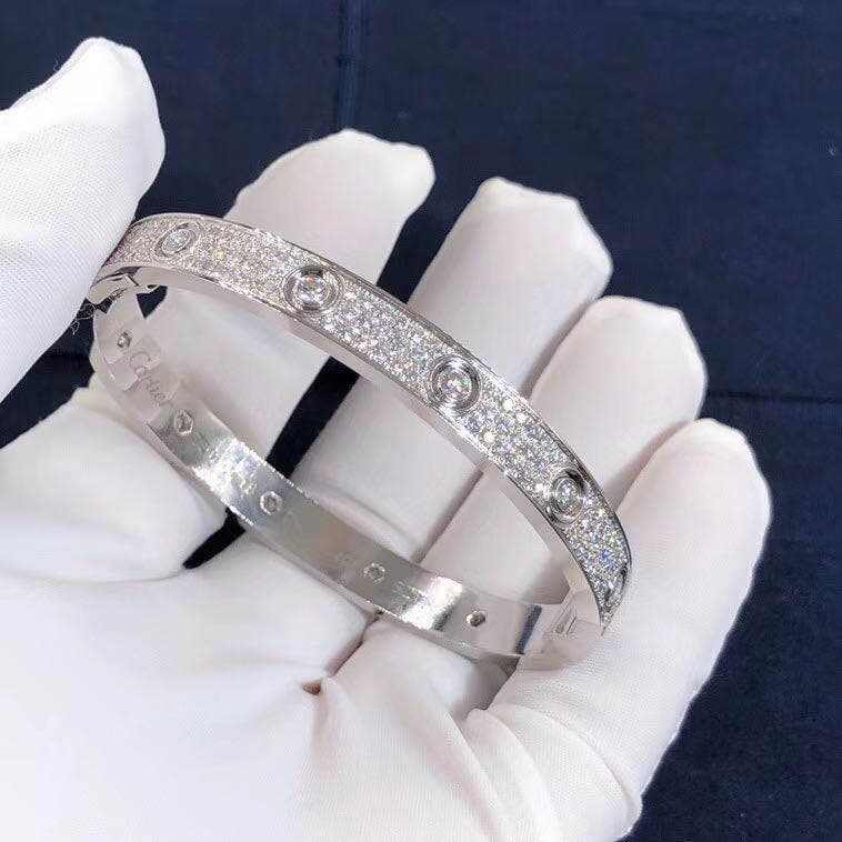 Браслет Cartier Love бриллиантовое паве, белое золото 5