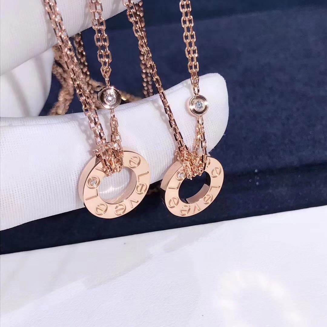 Подвеска Cartier Love 2 бриллианта, белое, розовое, желтое золото 2