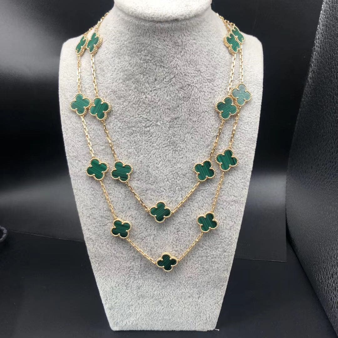 Колье Van Cleef & Arpels c 20 мотивами желтое золото, малахиты 1