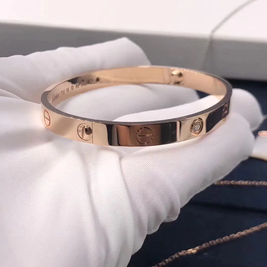 Браслет Cartier Love /4 бриллианта, розовое золото/