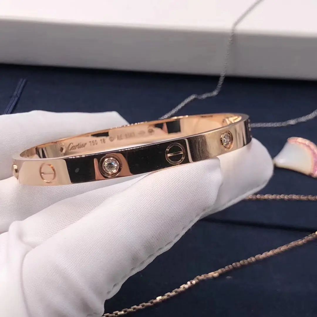 Браслет Cartier Love /4 бриллианта, розовое золото/