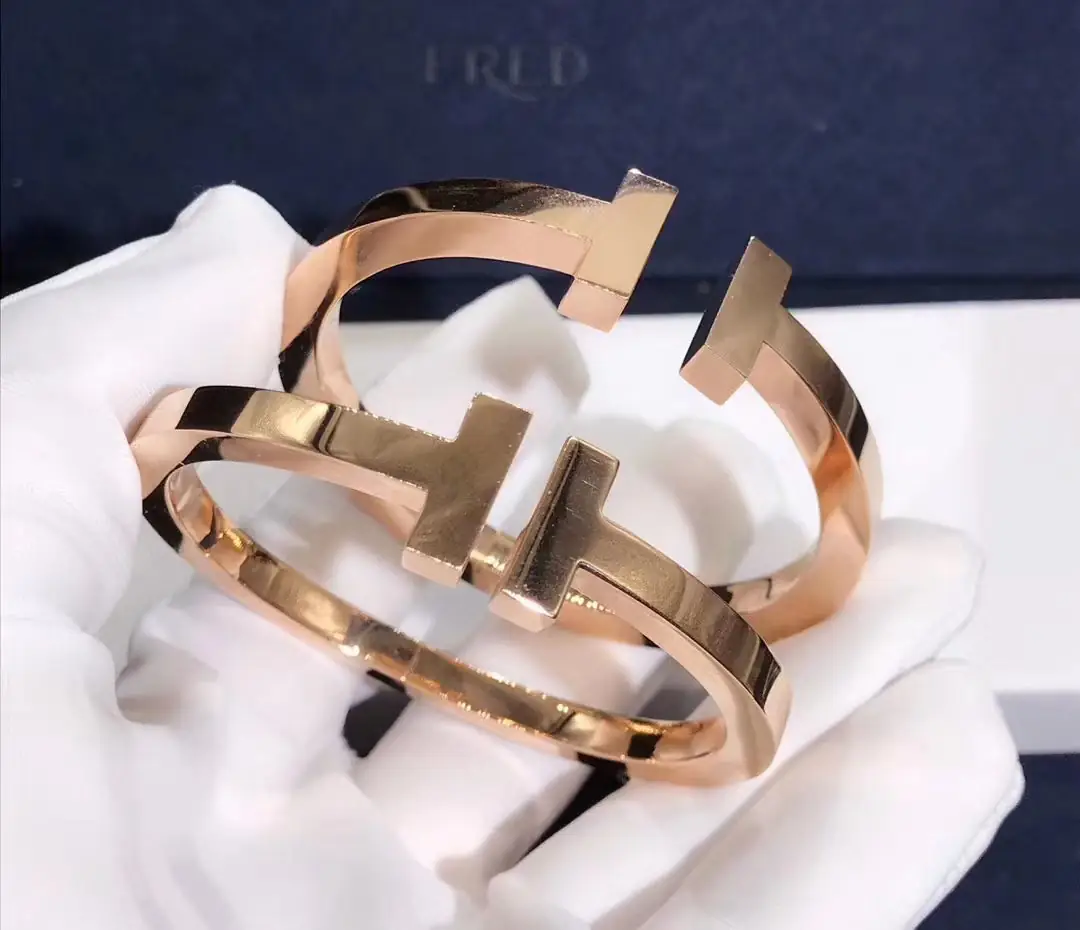 Браслет Tiffany T-Square /розовое золото/