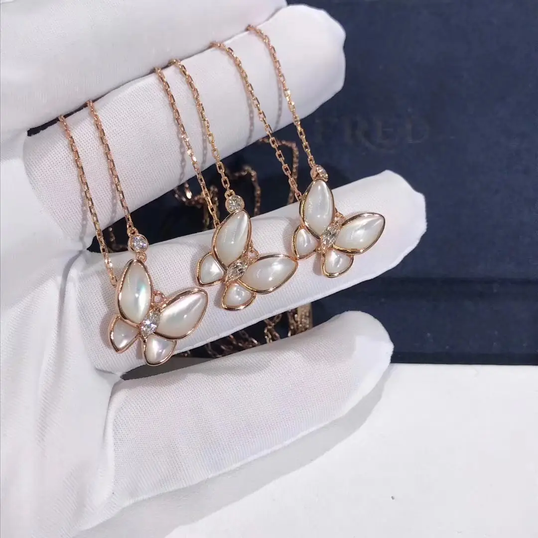 Подвеска Two Butterfly Van Cleef /бриллианты, перламутр, розовое золото/